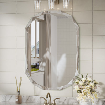 Pearlette Beveled Frameless Octagon Bathroom Vanity Mirror