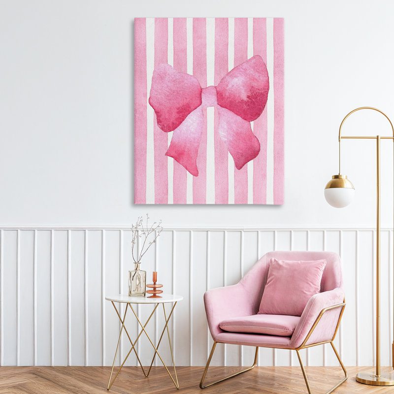 Chic chic sur toile à rayures roses, design par Camila Juncos, H 30 po x l 24 po