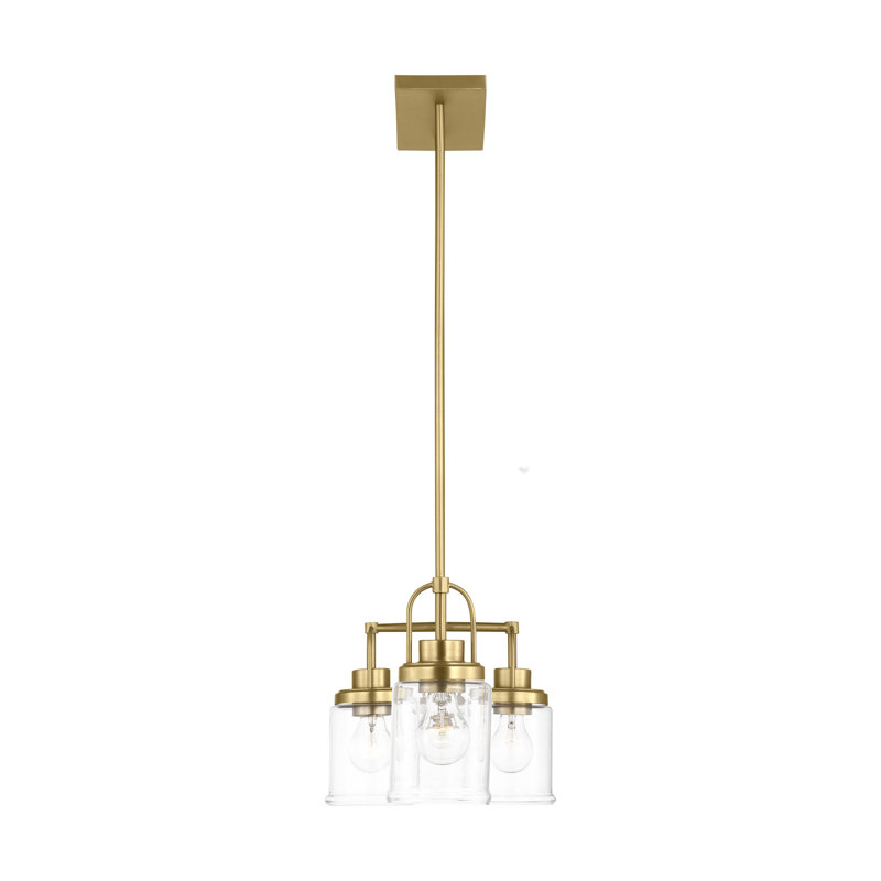 Anders 4 Light Dining Room Chandelier With Clear Shade, Satin Brass