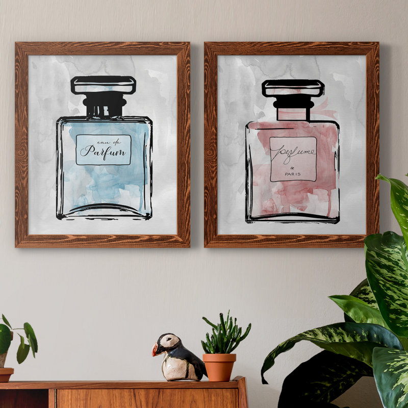 «Blue Wash Perfume», ensemble de 2 reproductions d'art, H 20 po x l 17 po x P 1 po, Toile avec cadre érable, Pas de tapis