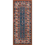 Antique Tribal Late 19th Century Blue Caucasian Kazak Rug
