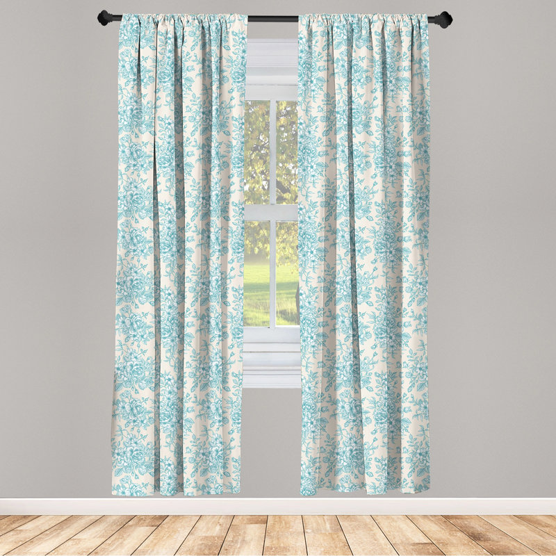 Floral Semi-Sheer Rod Pocket Curtain Panels, 28" W x 84" L