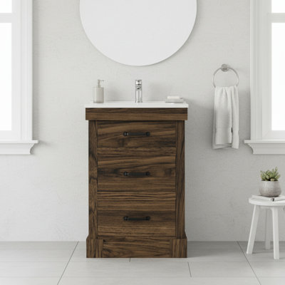 Estebana 24" Single Bathroom Vanity With Two Drawers and Ceramic Top