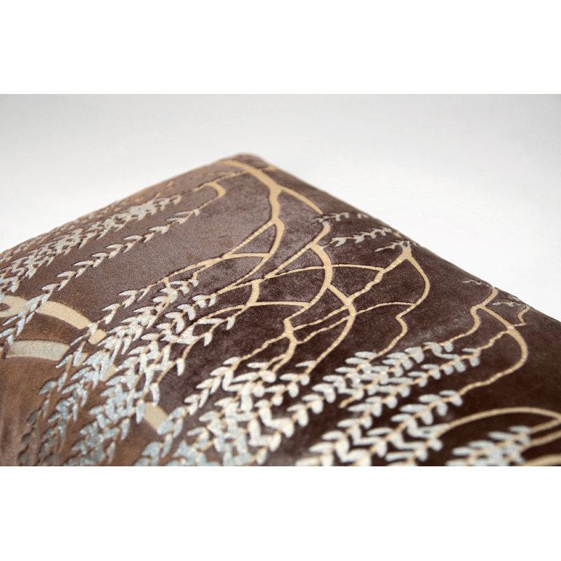 Metallic  Rectangular Velvet Pillow Cover & Insert, Rectangle 12"H x 24"W, Sable