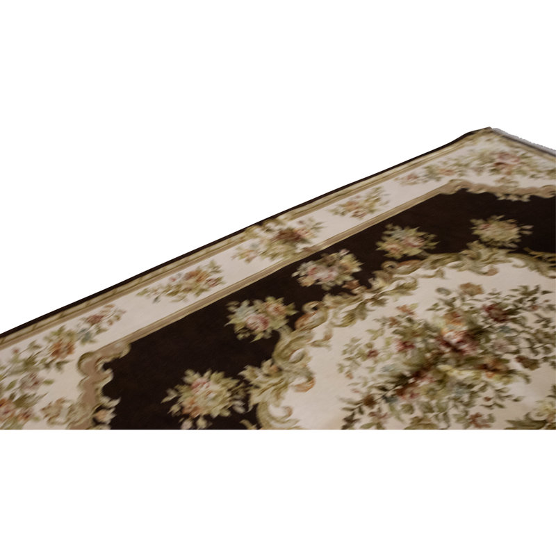 Hand Knotted Area Rug in Brown And Cream