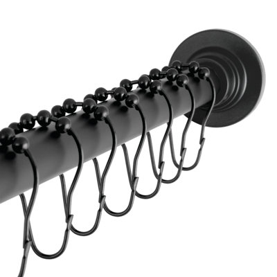 Edenscape Adjustable Straight Fixed Shower Curtain Rod and Hook Set