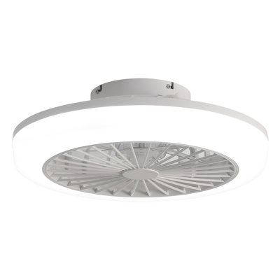 18 Inch Enclosed Ceiling Fan with Light and Remote, Flush Mount Bladeless Modern Low Profile Ceiling Fan for Bedroom Kitchen Dining Room