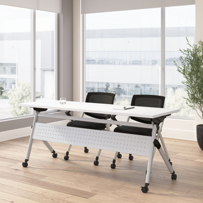 Bush Business Furniture Envision Training Table And 2 Folding Chairs With Arms