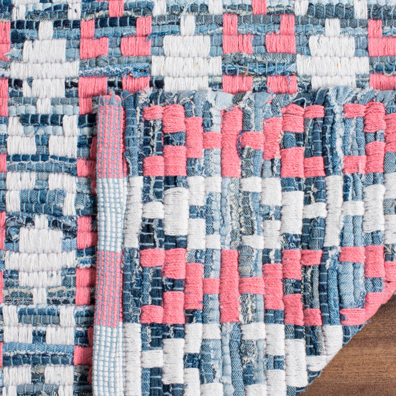 Montauk Hand Woven Cotton Geometric Rug, Round 6'