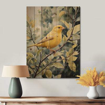 Chardonneret doré au printemps I - reproduction d'oiseau sur bois de pin naturel