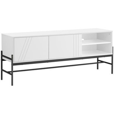 Meuble télé 60 po avec meuble télé, meuble multimédia avec armoire, métal noir stratifié pour le salon, armoire de rangement et chambre à coucher, design moderne et contemporain