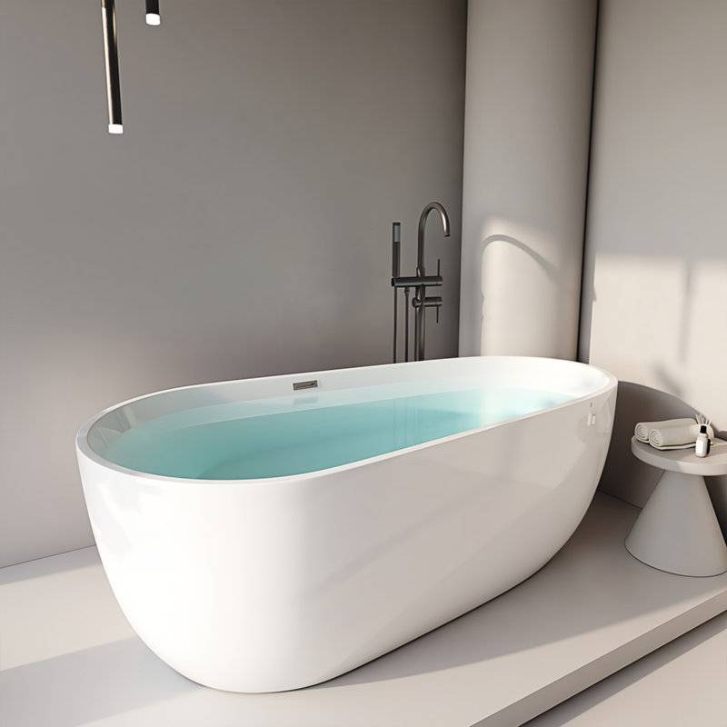 Ensemble de douche et baignoire incurvée simple simple moderne l 66,93 po H 22,83 po