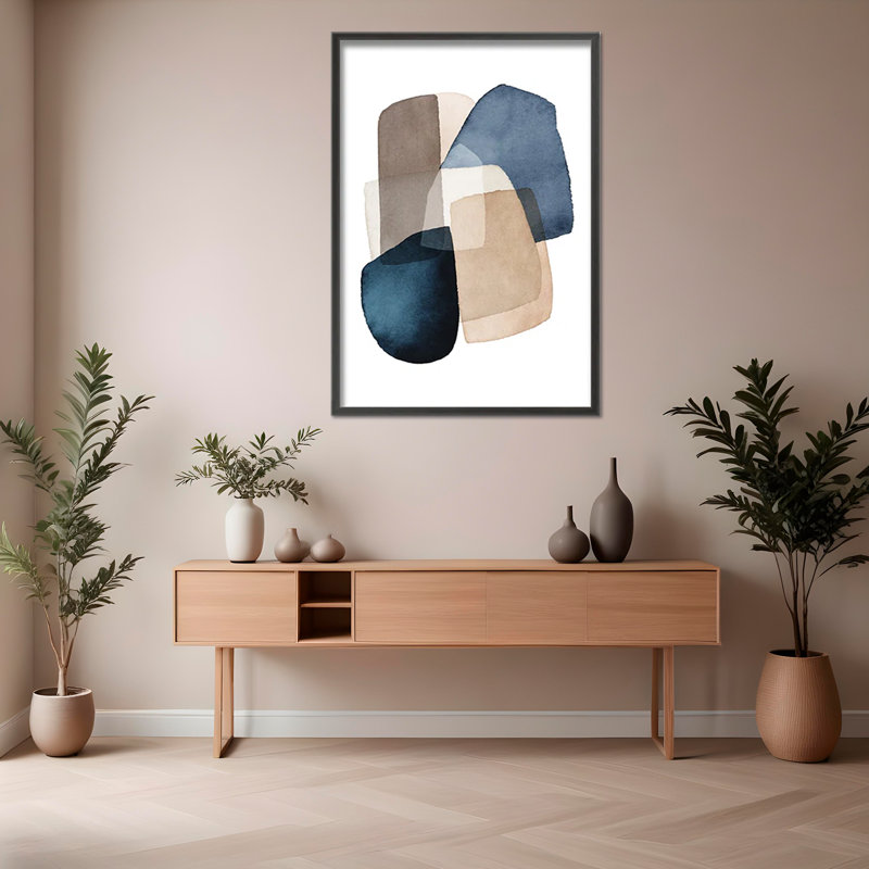 Abstract Blue Brown Blocks by  - Picture Frame Painting on Paper, 36" H x 24" W x 1.5" D, Wrapped Canvas, Does Not Apply