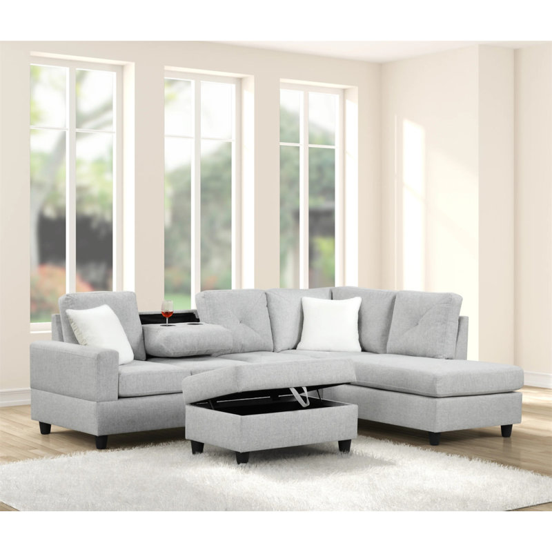 Modern Gray L-Shaped Sectional Sofa