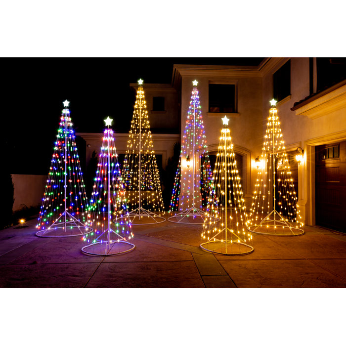 The Holiday Aisle® White LED Cone Tree with Collapsible Base Lighted ...