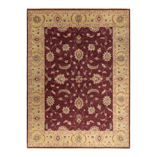 Tapis unique noué à la main Oushak - rouge, 9 pi 2 po x 12 pi 3 po