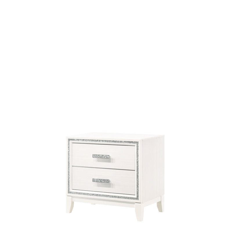 Table de chevet blanche - Rangement chic et pratique pour la chambre à coucher avec 2 tiroirs en bois synthétique l 28 po x H 26 po P 17 po