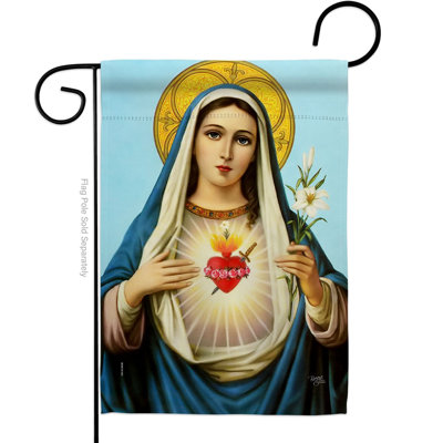 Drapeau de jardin en polyester 2 faces Prayer to Our Lady Faith