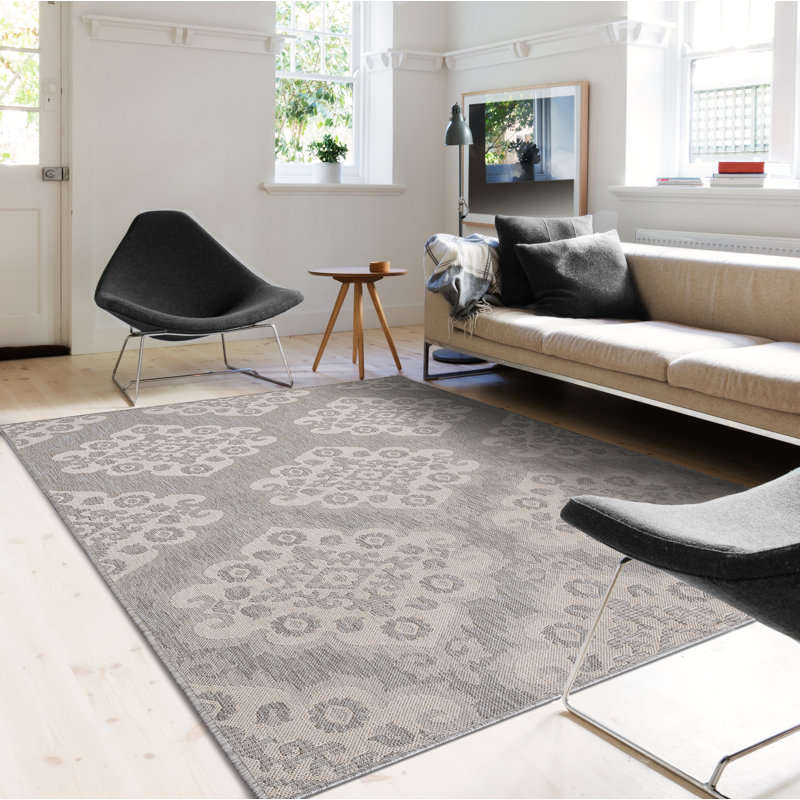 Tapis intérieur / extérieur gris Kraemer, Rectangle 8 pi x 10 pi