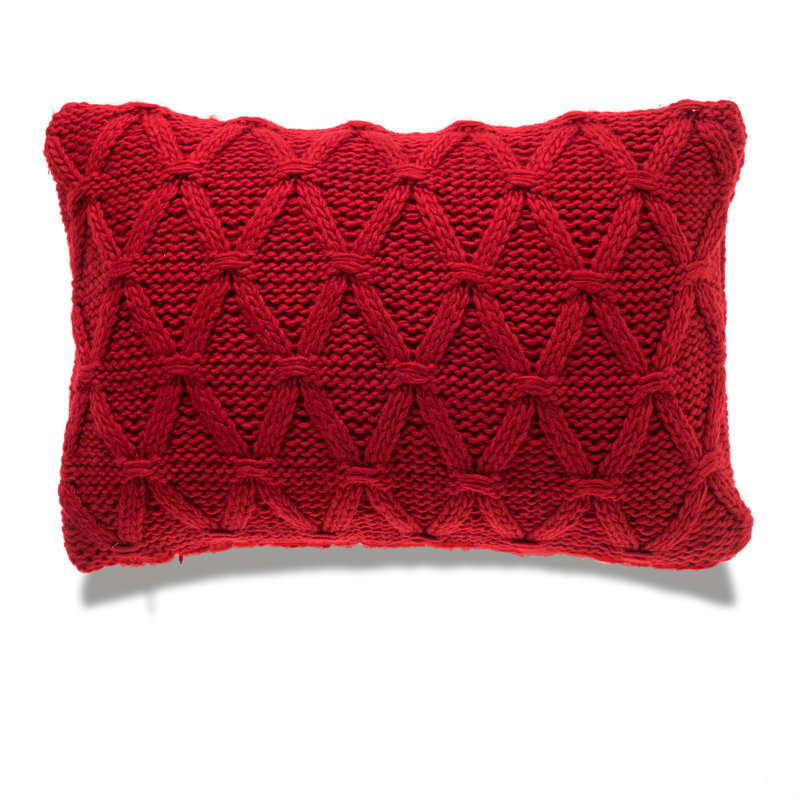 Chunky Knit Pillow Cover & Insert, Polyester, Rectangle 14"H x 20"W, Red