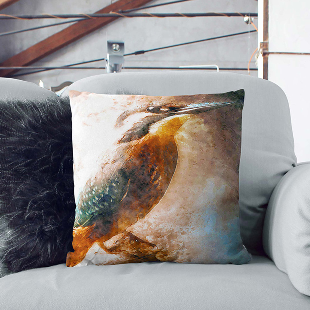 Beautiful Kingfisher Bird Cushion with Filling