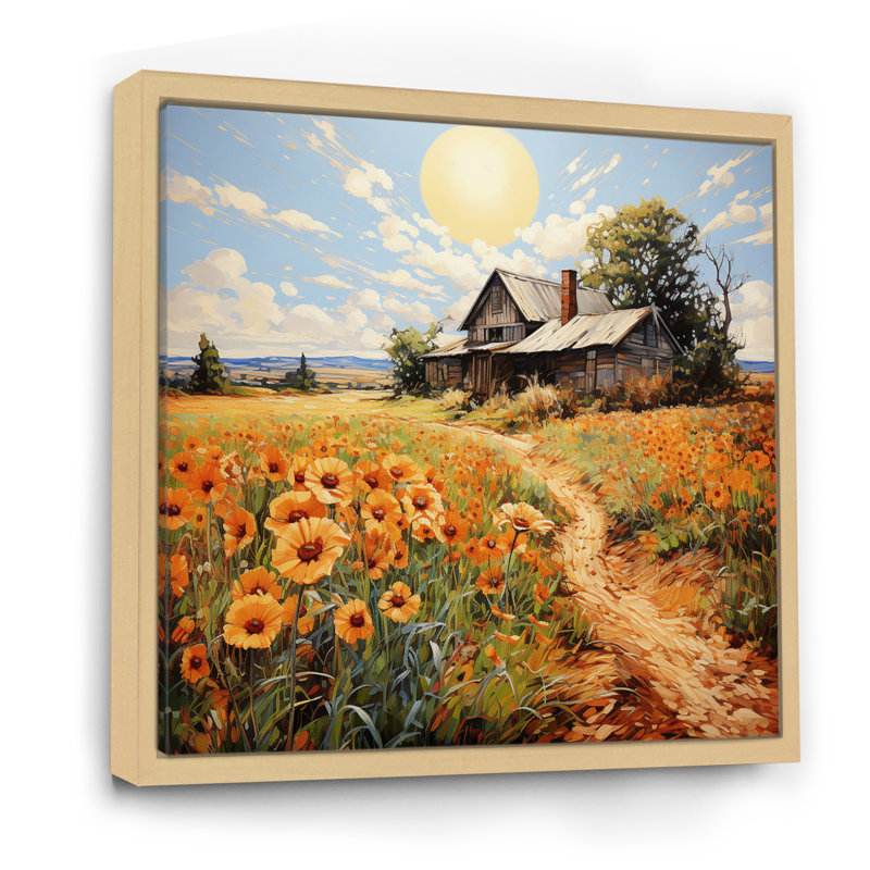 Farmill Sunlit Haven Pointillism II - impression, 16" H x 16" W, Cadre naturel flottant