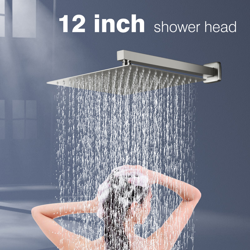 Brushed Nickel Rain Shower System with Handheld and Tub Spout