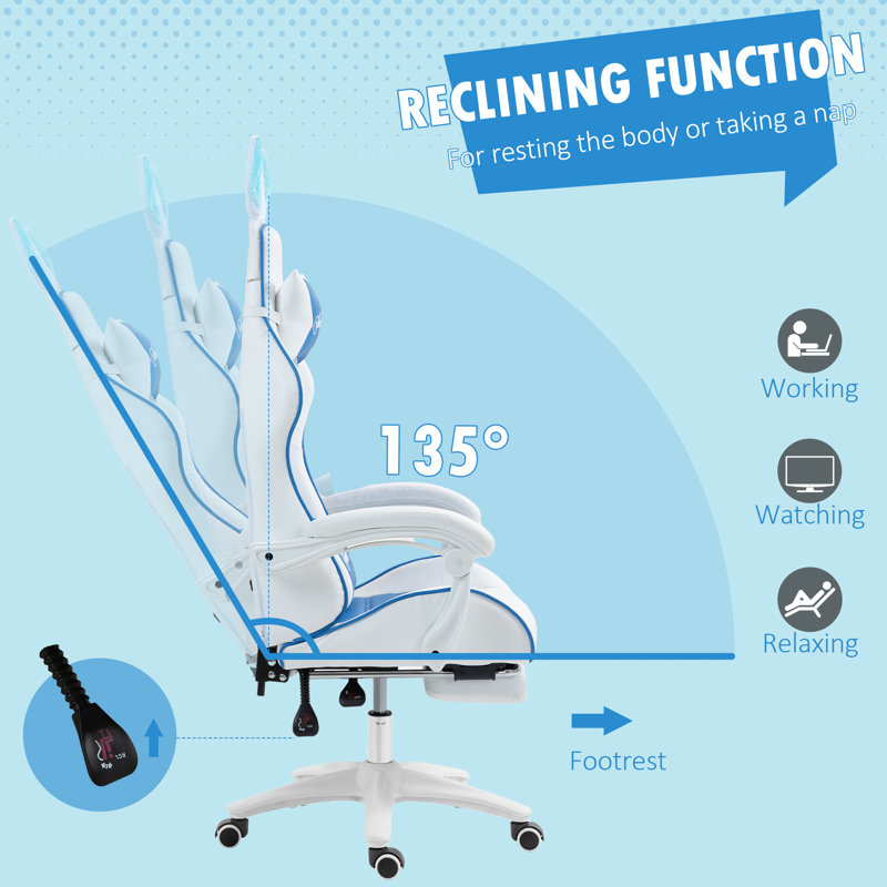Vinsetto Gaming Chair Rabbit Ears Footrest, Yellow/White