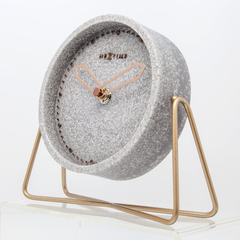 Modern & Contemporary Analogue Metal Quartz Movement / Crystal Tabletop Clock, Grey