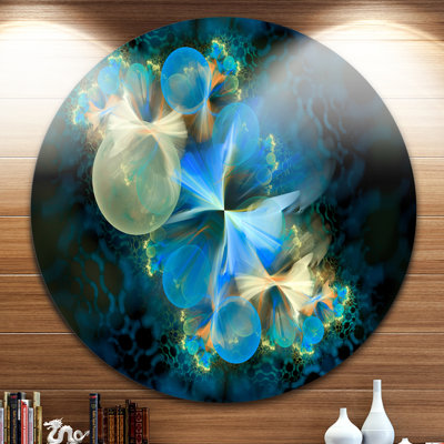 « fractal 3d blue bubbles », impression sur métal