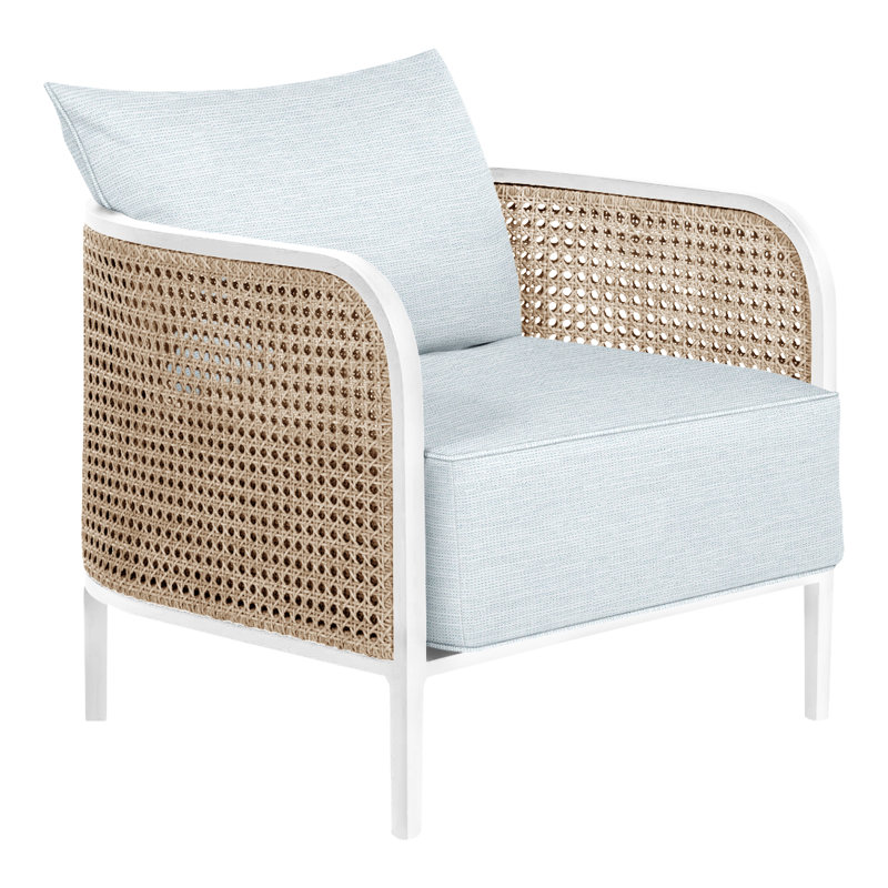 Havana Lounge Chair - Chalk/Natural Cane, Chalk/Natural Resin, Welt + Standard fill, Paper Sky