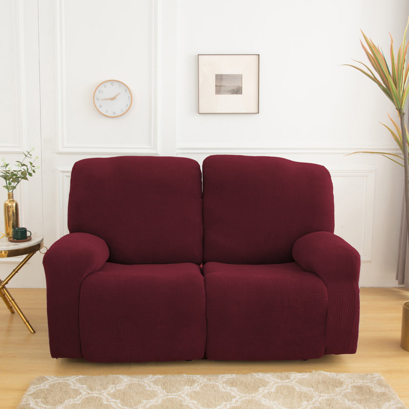 Housse pour fauteuil inclinable à coussins carrés/rectangulaires, Mélange de polyester rouge