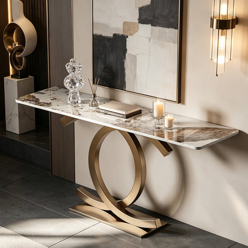 Console de luxe de style italien, H 33,5 po x l 39,4 po x P 13,8 po