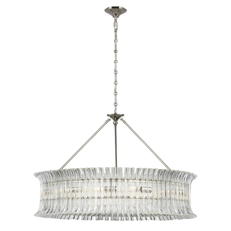 AERIN Rhine 36" Ring Chandelier with Crystal, Polished Nickel