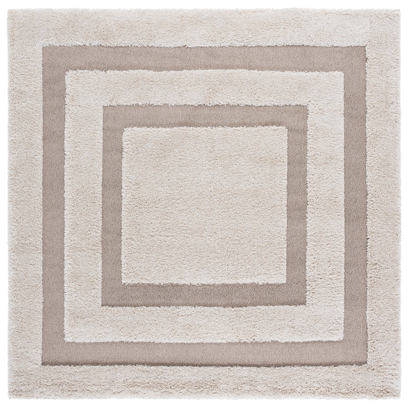 Shadow Box Shag Polypropylene Pile Geometric Indoor Use Only Rug, Square 6'7"
