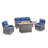 Polygala 5-Piece Outdoor Wicker Patio Conversation Set With Rectangle Fire Pit, Swivel Gliders And 3-Seat Sofa With 6" Thick Cushions-1742662442-1742662445