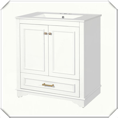 Meuble-lavabo luxueux en bois massif avec lavabo en céramique