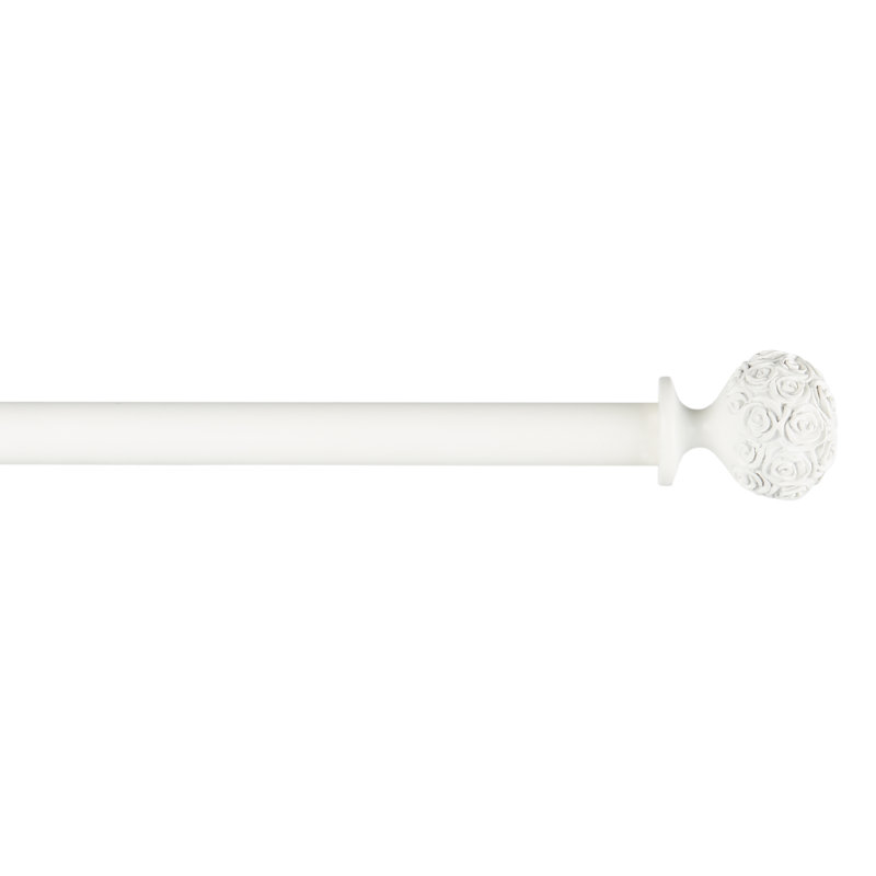 Adjustable Bronze Floral Curtain Rod with Peony Finials