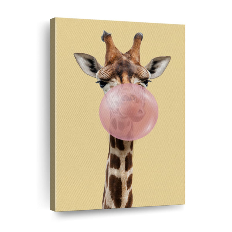 " Giraffe Bubble Gum Canvas Print ", 48" H x 32" W x 1.25" D