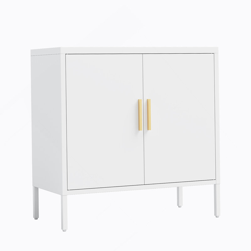Armoire de rangement en métal avec 2 portes et 2 tablettes réglables, armoire de rangement en acier