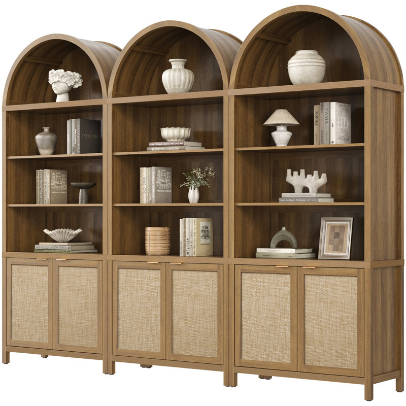 Bibliothèque 84,25 po H Rattan, Chêne caramel