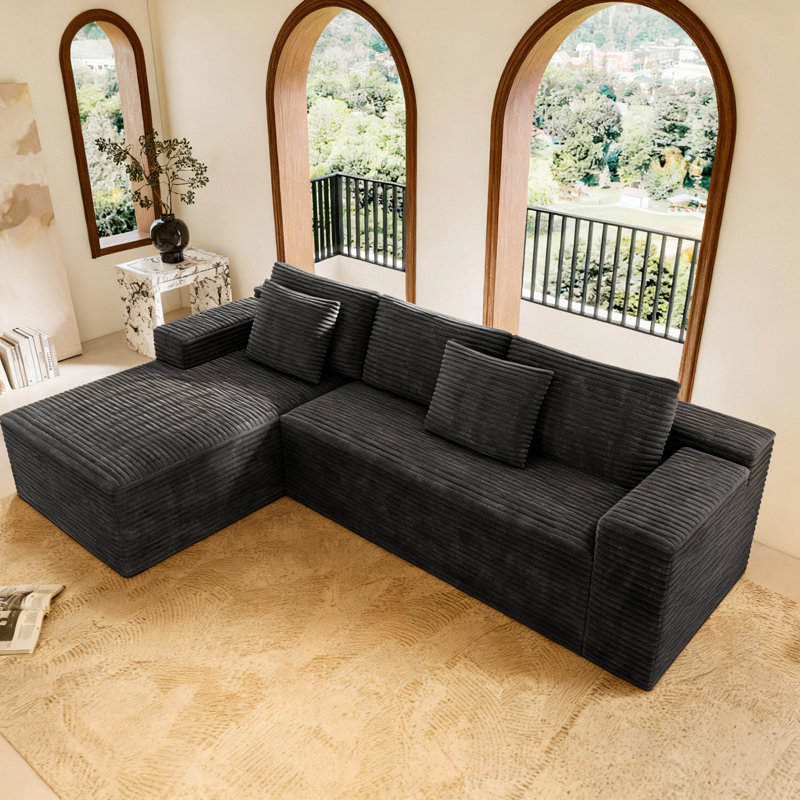 Canapé modulaire 104,3 x 68,9 po, Gris, Orienté à gauche (vu de face)