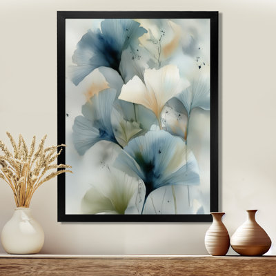 Watercolor Pants Flowers In Meadow - Plants Framed Wall Art, White Botanical Canvas Print