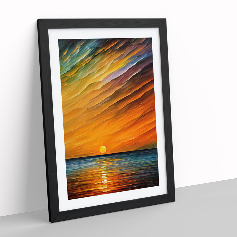 Ocean Sunrise No.7 - Single Picture Frame Print, 46cm H x 34cm W x 2cm D, Black