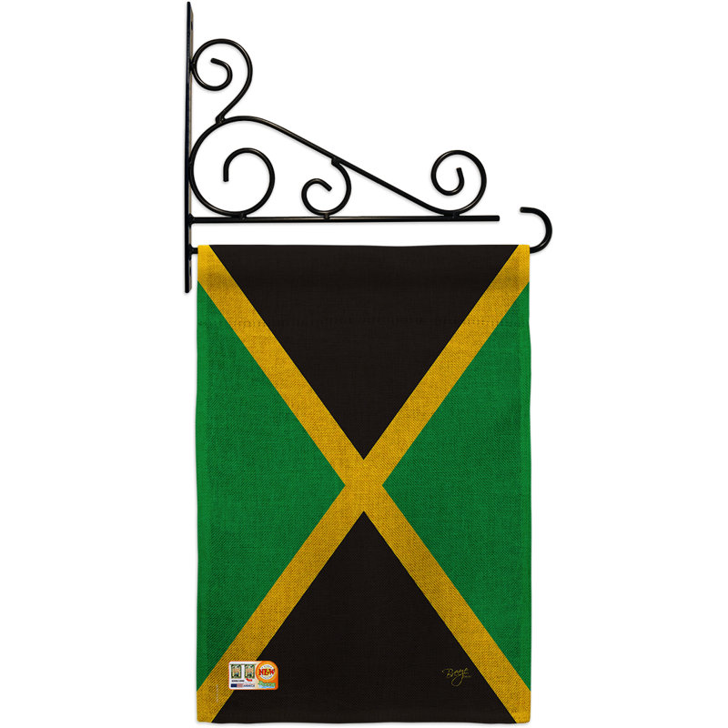 En toile jute 2 côtés de la jamaïque 2 côtés 19 x 13 po drapeau de jardin