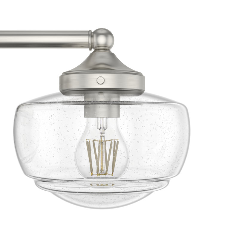 Hunter Saddle Creek 3 Light Vanity Wall Light Fixture, Brushed Nickel, Clear