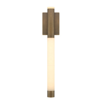 Wall Sconce , 24", Weathered Brass, Alabaster