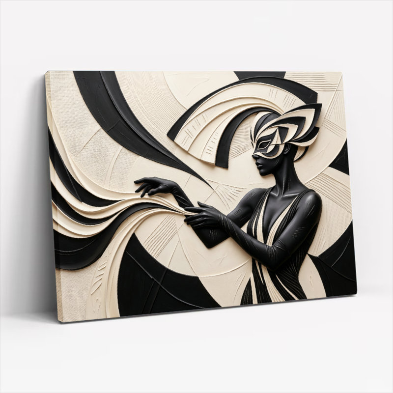 Ensemble de 1 tableau sur toile Art déco, H 18 po x l 24 po, Toile tendue