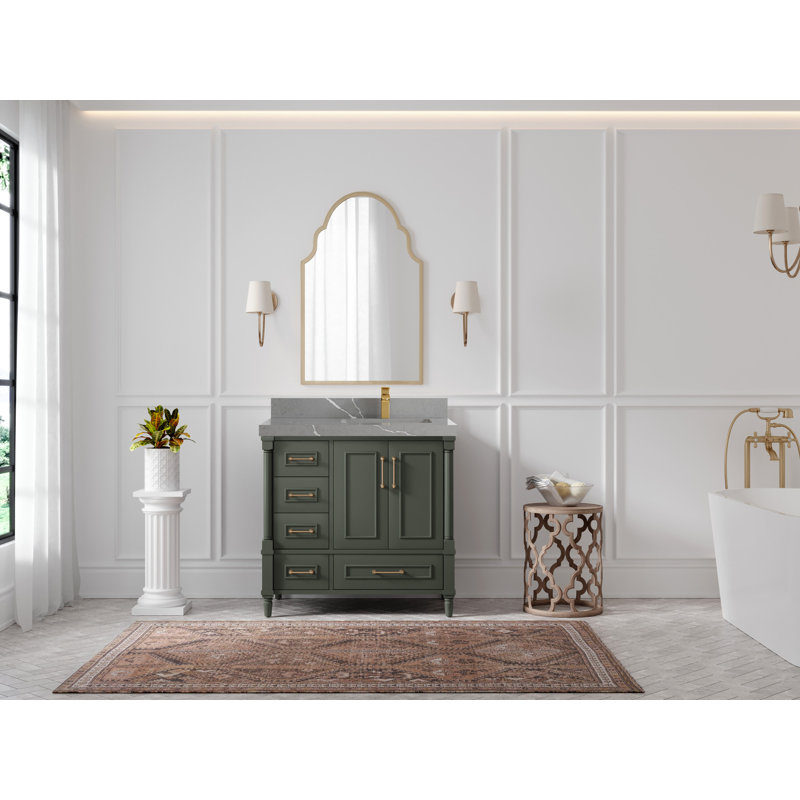 Ensemble de meuble-lavabo simple 36 po Aberdeen, Gris Piatra