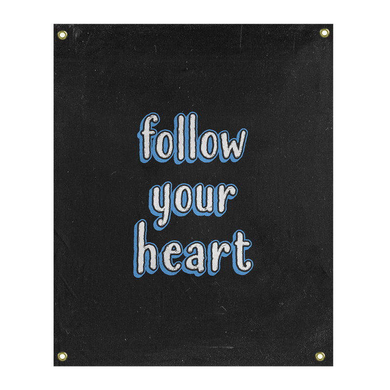 Tapisserie tableau noir en polyester suivre votre citation cardiaque, H 36 po x l 26 po, Bleu
